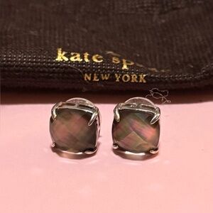 Kate Spade Iridescent Black Gray & Silver Stud Earrings
